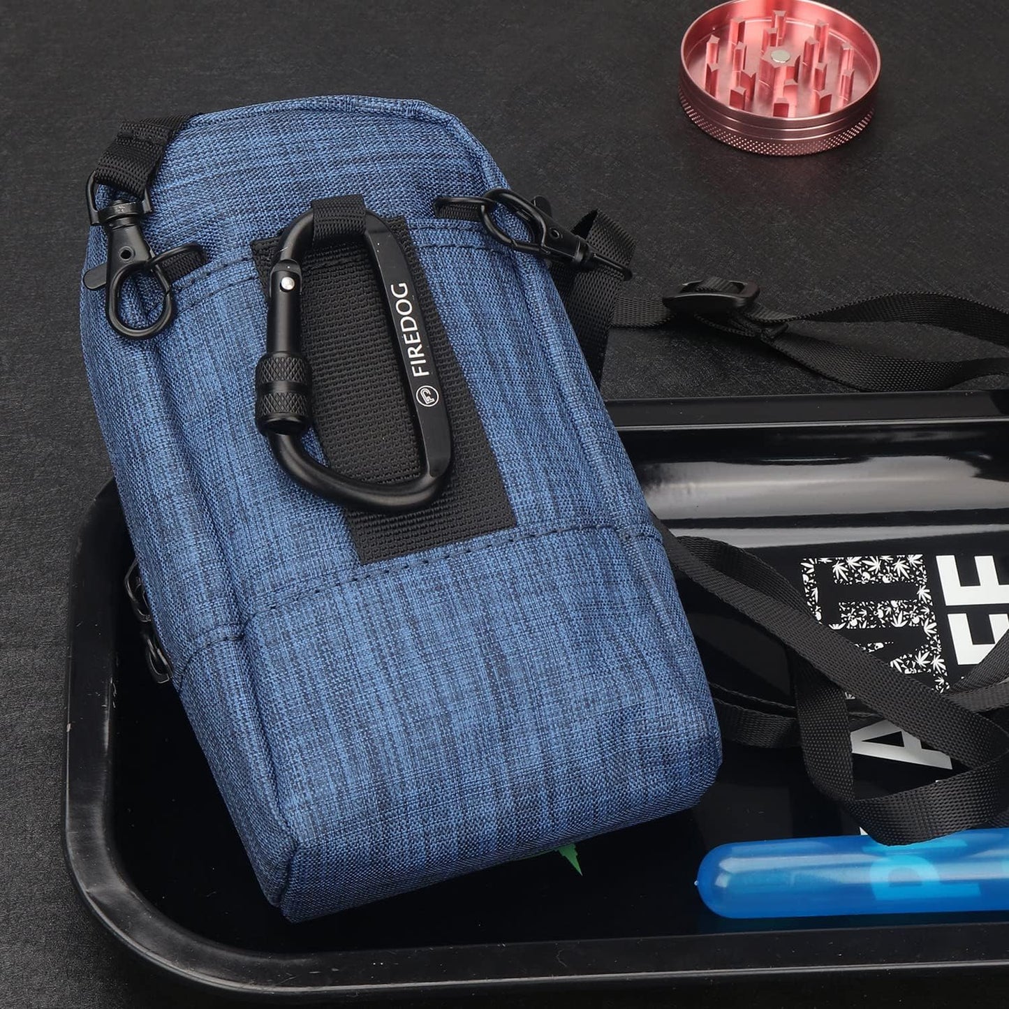 FIREDOG Smell Proof Bag, Odor Proof Pouch Mini Crossbody Bags for Travel Storage(Bright Blue)