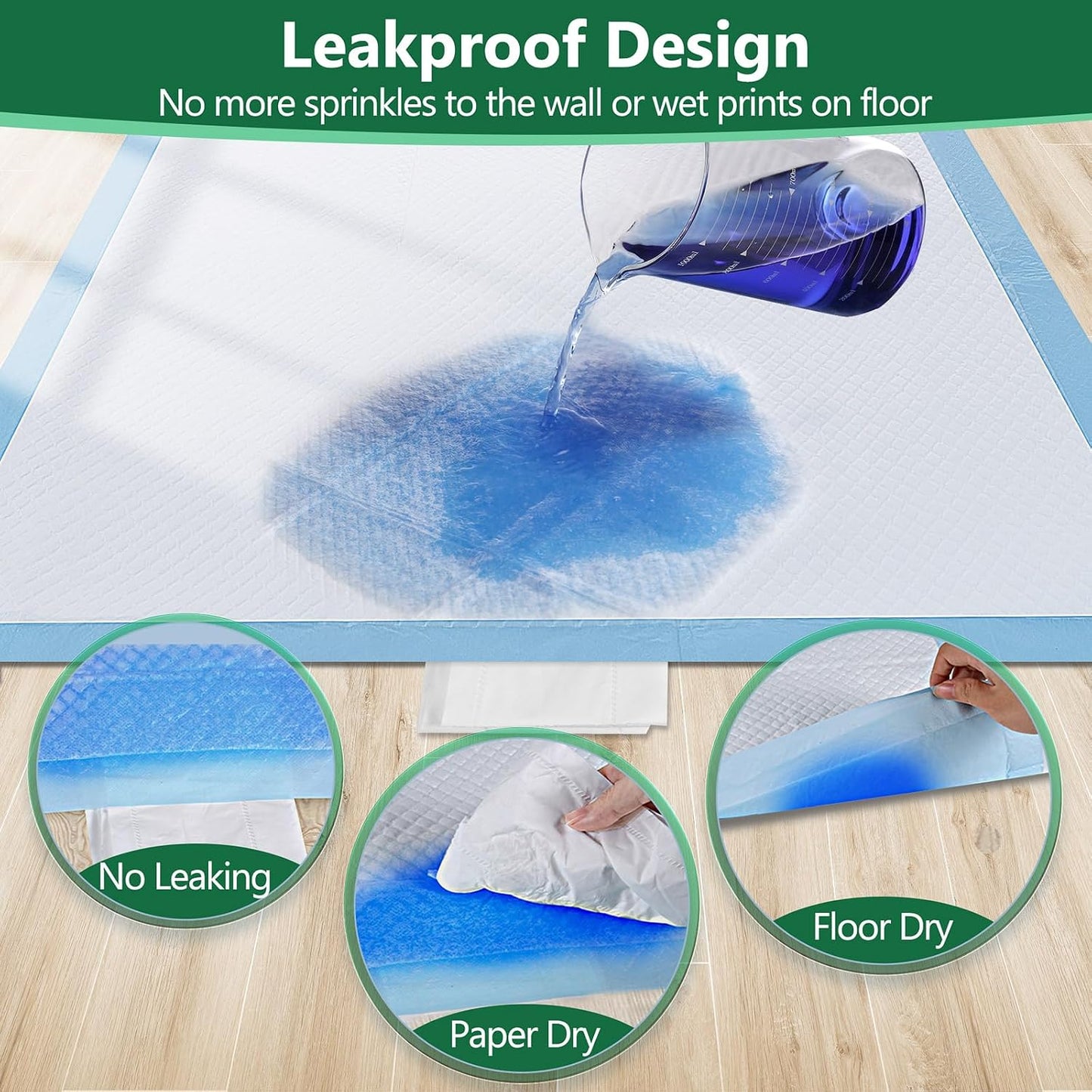Gimars XL 6-Layer Ultra Absorbent 1200ml 48-Hour Leak-Proof Dog Pee Pads, Quick Dry Extra Large Puppy Pads for Puppy Training, Senior & Incontinent Dogs, Cats, Overnight Use, 30"x36", 50 Count
