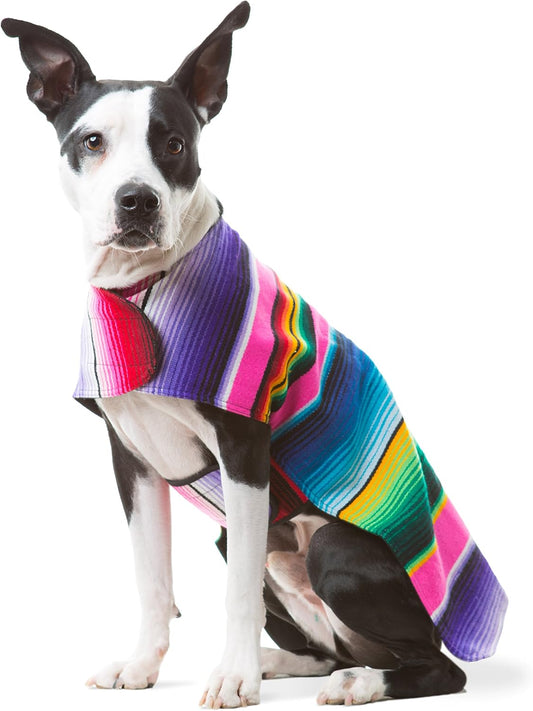Dog Clothes - Handmade Dog Poncho from Authentic Mexican Blanket by Baja Ponchos (Pink, Large)