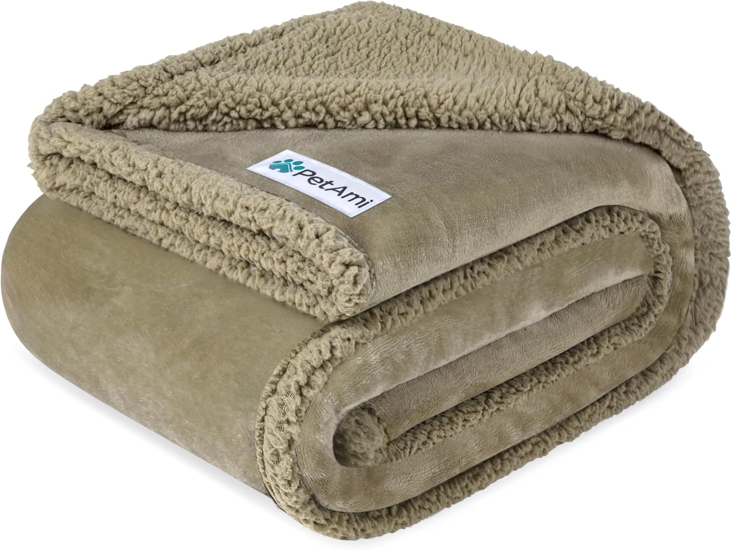 PetAmi Waterproof Dog Blanket for Couch, Large 60x40, Pee Proof Sherpa Fleece Reversible Pet Throw, Furniture Protector for Bed Sofa Kennel, Soft Washable Cover for Medium Dogs Cats, Taupe Sherpa