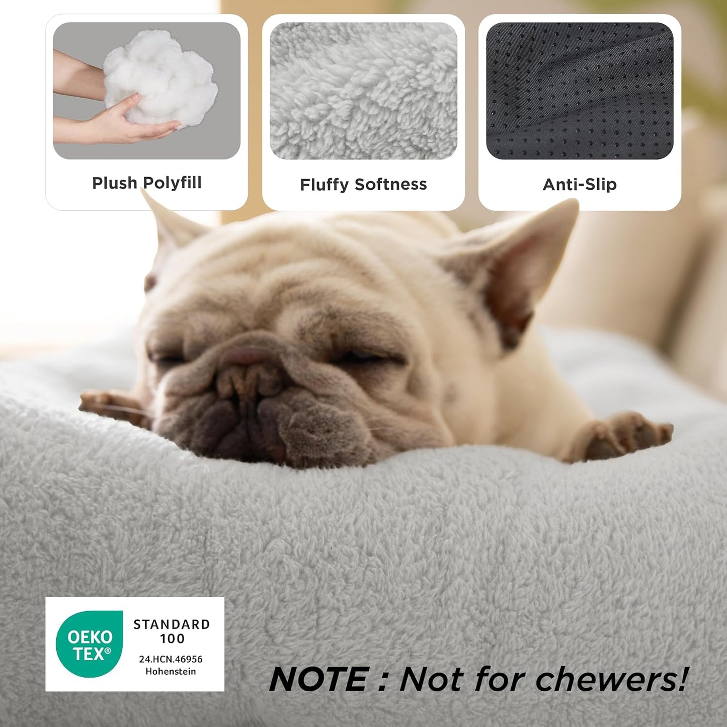 Washable XXL Dog Bed for Crate, Giant Comfort Fluffy Plush Pet Pillow Bed Kennel Pad with Non-Slip Bottom, Machine Washable Pet Sleeping Mat for Jumbo, Gray