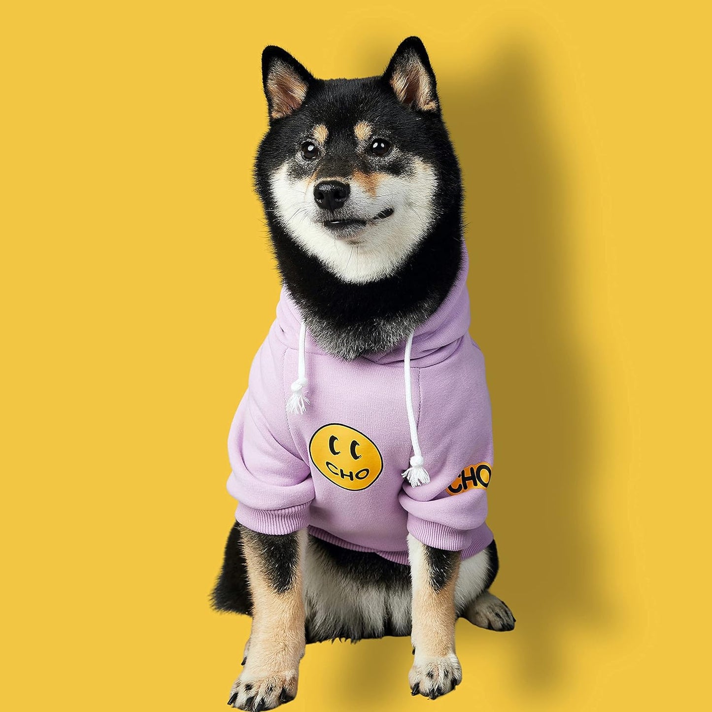 ChoChoCho Smiley Dog Hoodie Stylish Dog Clothes Smiley Face Sweater Cotton Sweatshirt Fashion Outfit for Dogs Cats Puppy Small Medium Large (M, Purple)