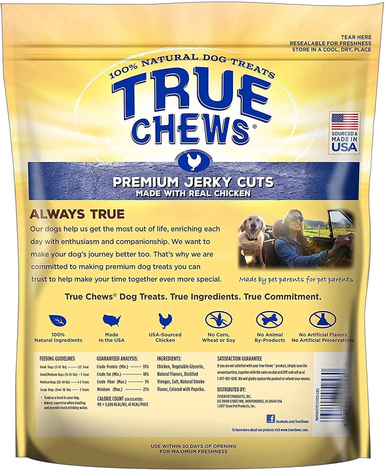 True Chews Natural Dog Treats Premium Jerky Cuts Made with Real Chicken
