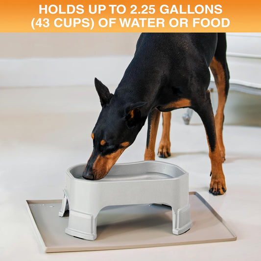 Neater Pet Brands Extra Large Water Bowl for Dogs, Elevated Outdoor Dog Water Bowl (2.25 Gallon XL Capacity), Big Trough Style Food Dish for Indoors or Outside, No Spill Large Dog Bowls, Vanilla Bean