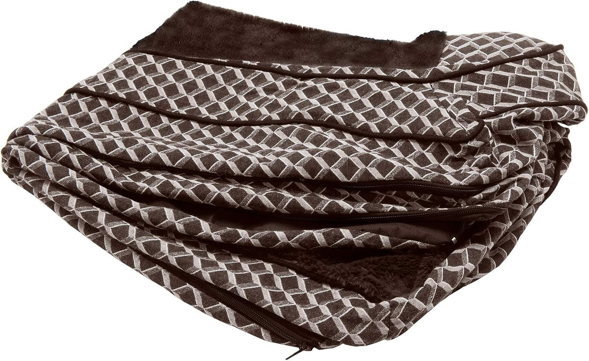Furhaven Replacement Dog Bed Cover Comfy Couch Plush & Décor Sofa-Style, Machine Washable - Diamond Brown, Jumbo Plus (XX-Large)