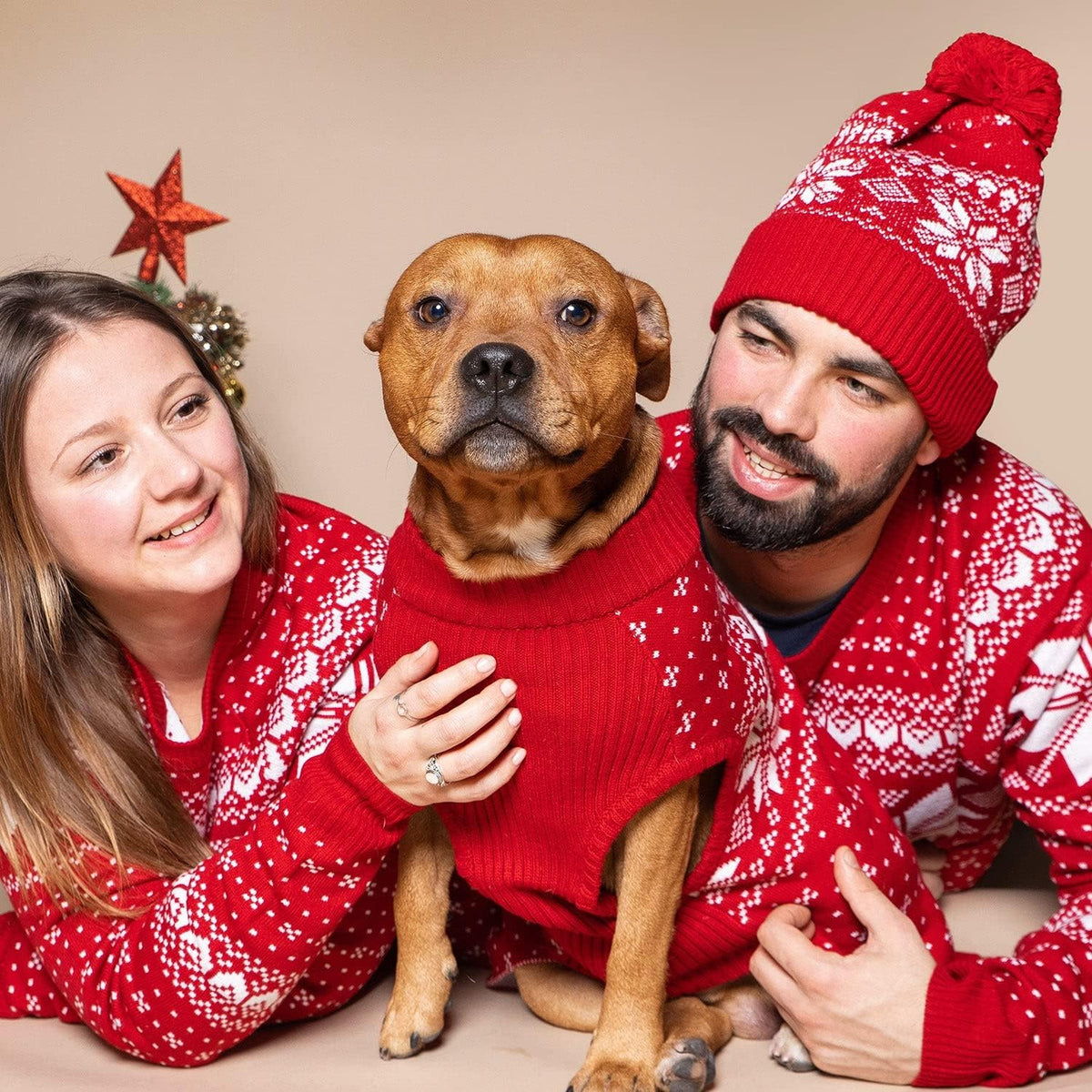 Blueberry Pet Ugly Christmas Snowflake Dog Sweater, Mockneck Fair Isle Clothes, Red, 22" Back Length, Warm Winter Accessories for Large Dogs, Award-Winning Petcare Brand