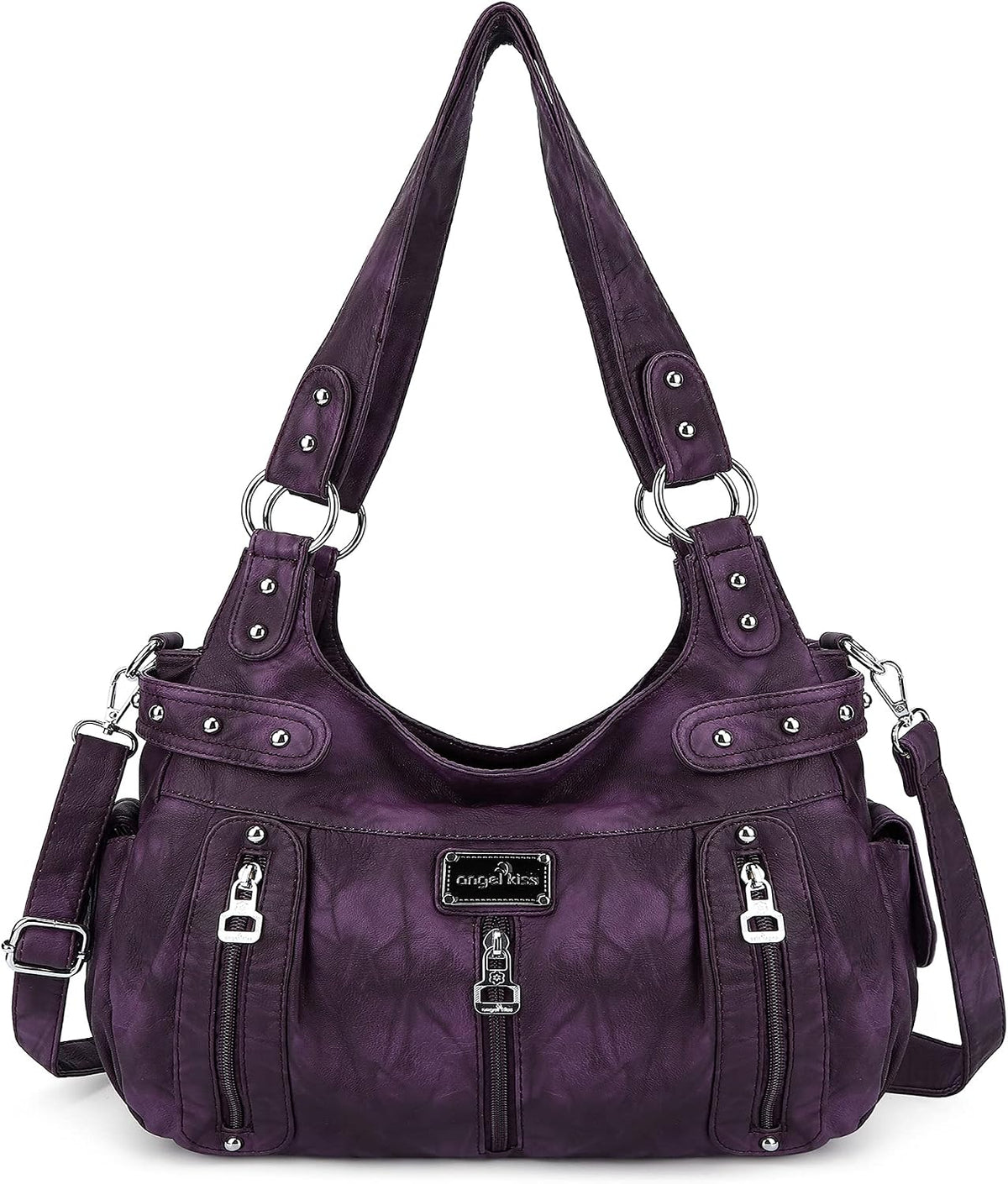 Angel Kiss Large Purses and Handbags for Women Washed Faux Leather Crossbody Hobo Satchel Shoulder Handbag Tote Purse