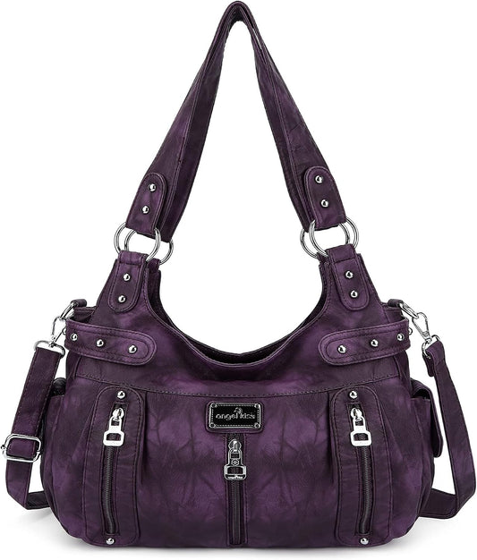Angel Kiss Large Purses and Handbags for Women Washed Faux Leather Crossbody Hobo Satchel Shoulder Handbag Tote Purse