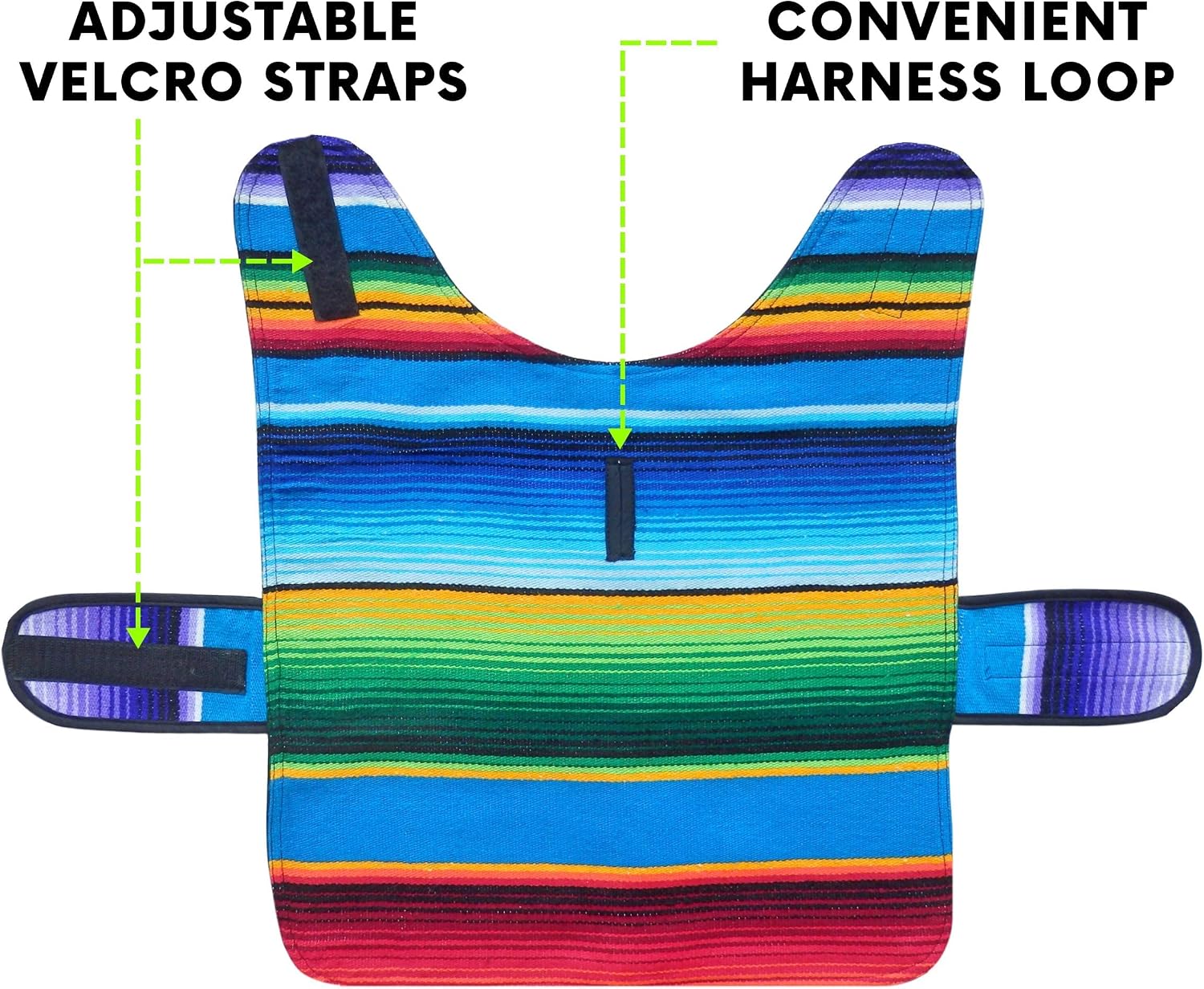 Dog Clothes - Handmade Dog Poncho from Authentic Mexican Blanket by Baja Ponchos (Blue, XXL)