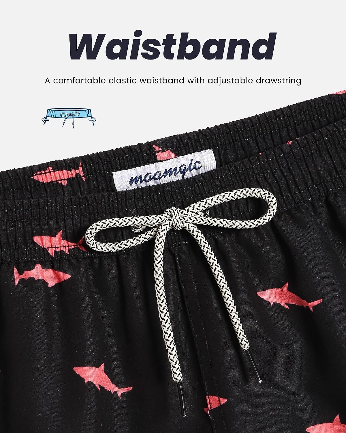maamgic Mens Swim Trunks Quick Dry Swim Shorts with Mesh Lining Funny Swimwear Bathing Suits 7inch
