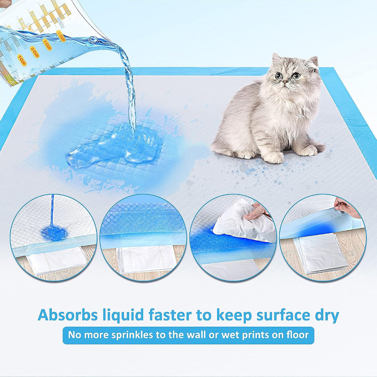 Gimars XXXXL 36"x36" Thicken Heavy Absorbency Dog Pad Extra Large- Jumbo Disposable Polymer Quick Dry No Leaking Pee Pads for Dogs, Cats, Rabbits Pets 30 Counts