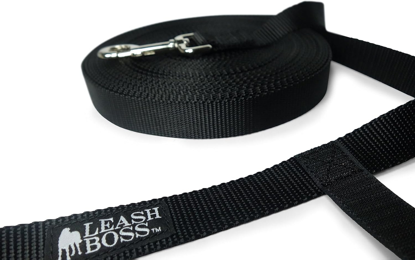 Leashboss Extra Long Dog Leash - Long Lead Leash for Dog Training - Recall Leash for Dogs Outside 30 Foot Black