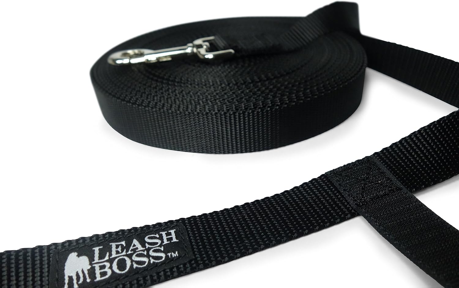 Leashboss Extra Long Dog Leash - Long Lead Leash for Dog Training - Recall Leash for Dogs Outside 30 Foot Black