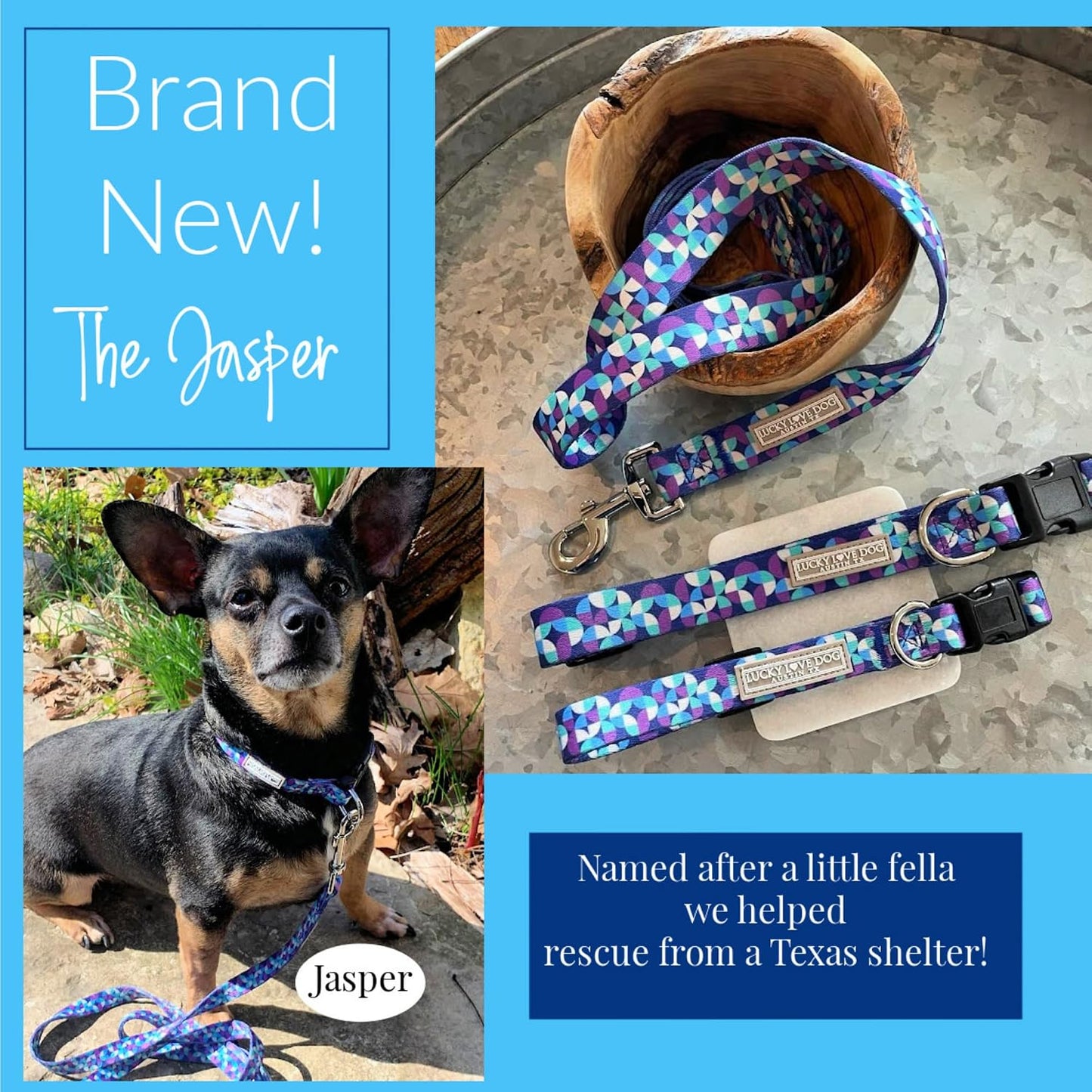 Lucky Love Dog - Adjustable Dog Collar with Easy Click Buckle for Small Dogs, Durable, & Comfortable for Male & Female Dogs, Pet Collar for Puppies & Adult Ones - Jasper, Small