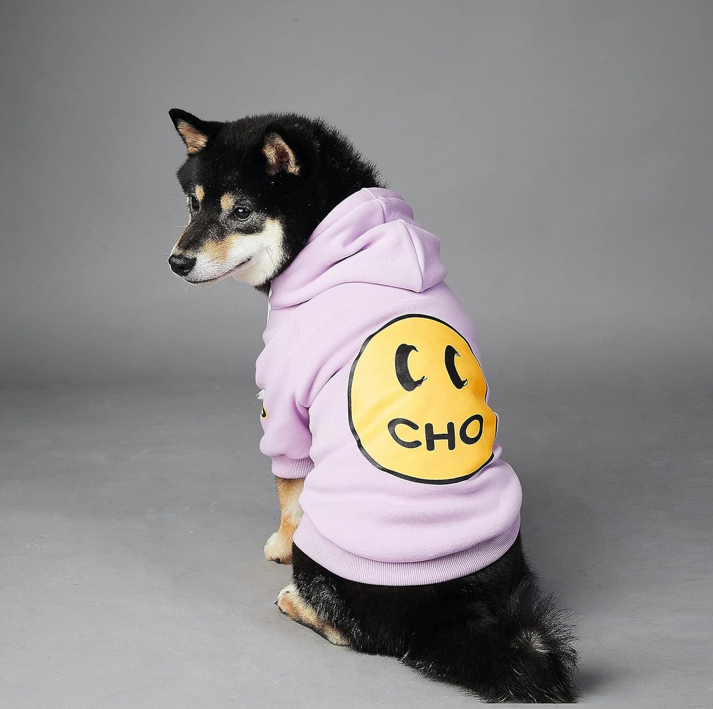 ChoChoCho Smiley Dog Hoodie Stylish Dog Clothes Smiley Face Sweater Cotton Sweatshirt Fashion Outfit for Dogs Cats Puppy Small Medium Large (M, Purple)