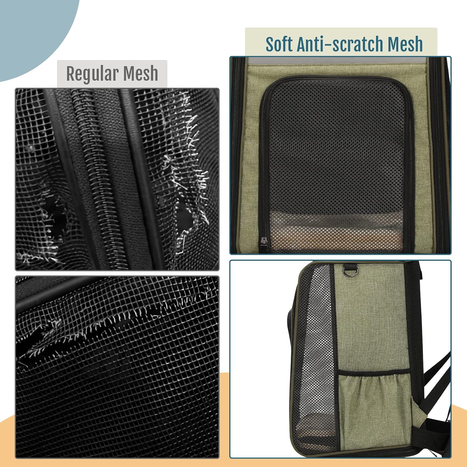 Petsfit Cat Backpack Carrier with Soft Plush Mat, Cross Ventilation Design, Dog Backpack Easy Fit for Travel Camping Hiking, Hold Pets Up to 22 lbs