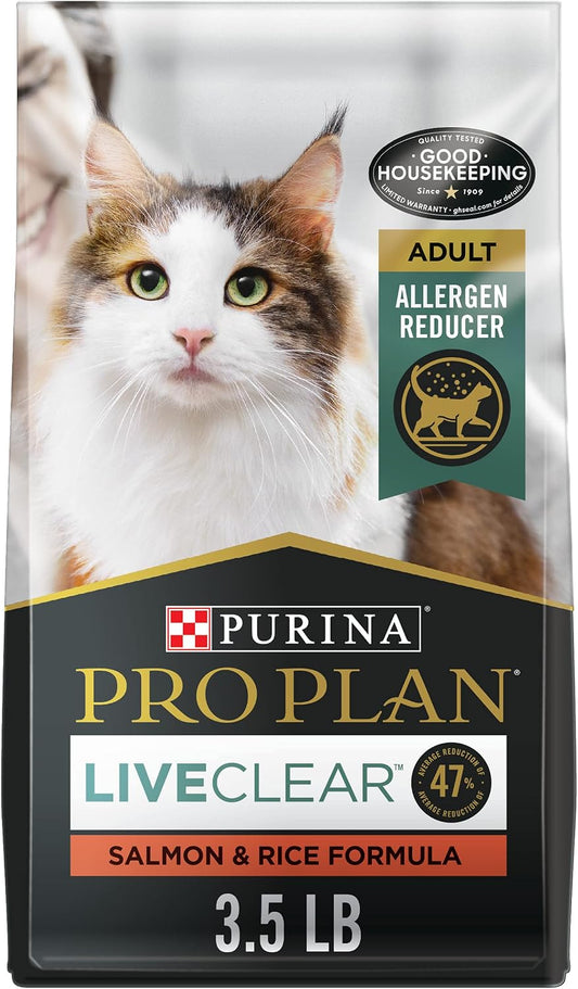 Purina Pro Plan Allergen Reducing, High Protein Cat Food, LIVECLEAR Salmon and Rice Formula - 3.5 lb. Bag