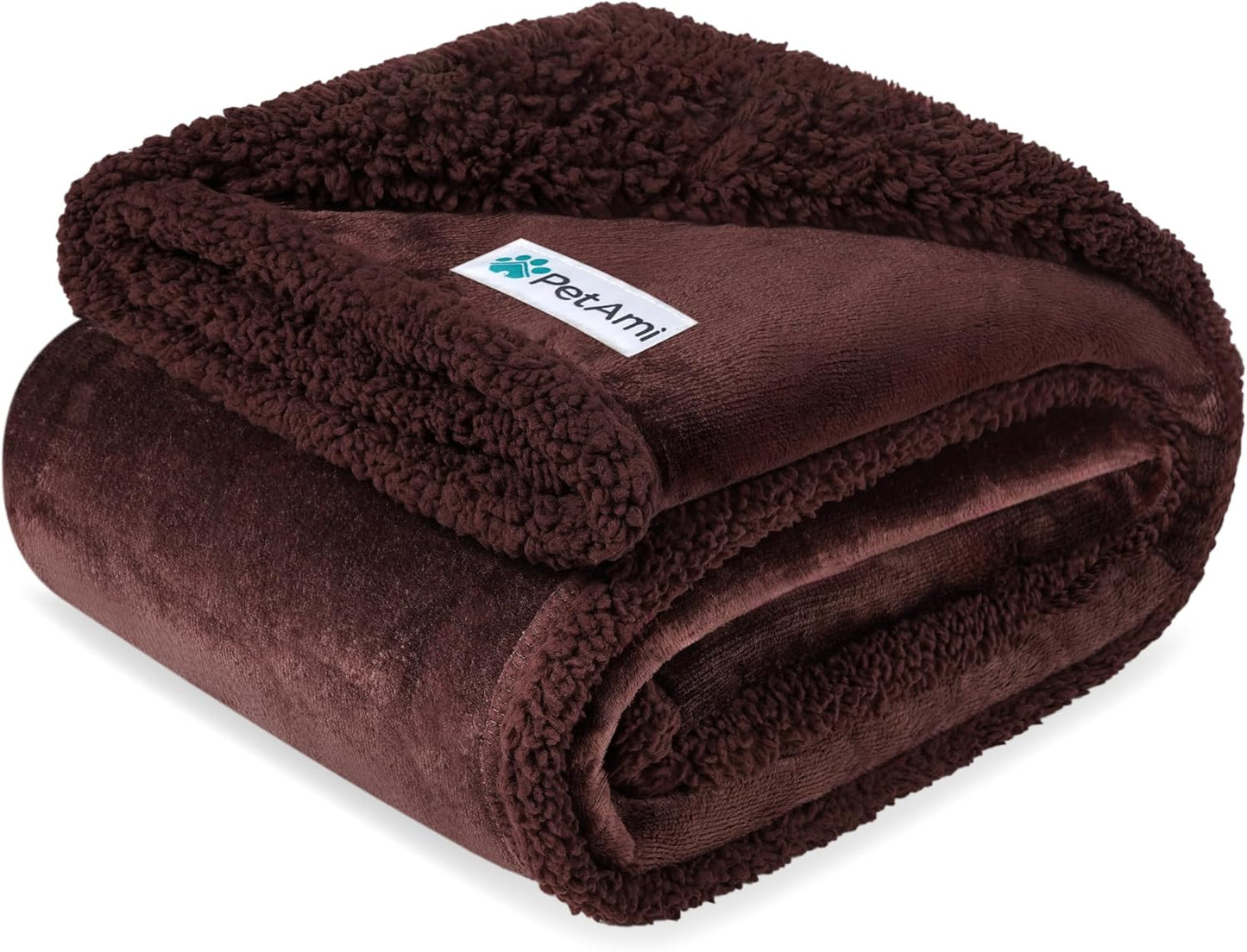 PetAmi Waterproof Dog Blanket for Couch, Large 60x40, Pee Proof Sherpa Fleece Reversible Pet Throw, Furniture Protector for Bed Sofa Kennel, Soft Washable Cover for Medium Dogs Cats, Brown Sherpa