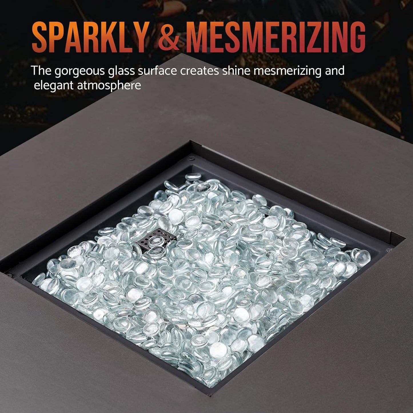 Skyflame 10-Pound Fire Glass Beads for Fire Pit Fireplace, 1/2-Inch Size Crystal Ice Reflective Decorative Blended Fireglass Drops for Landscaping