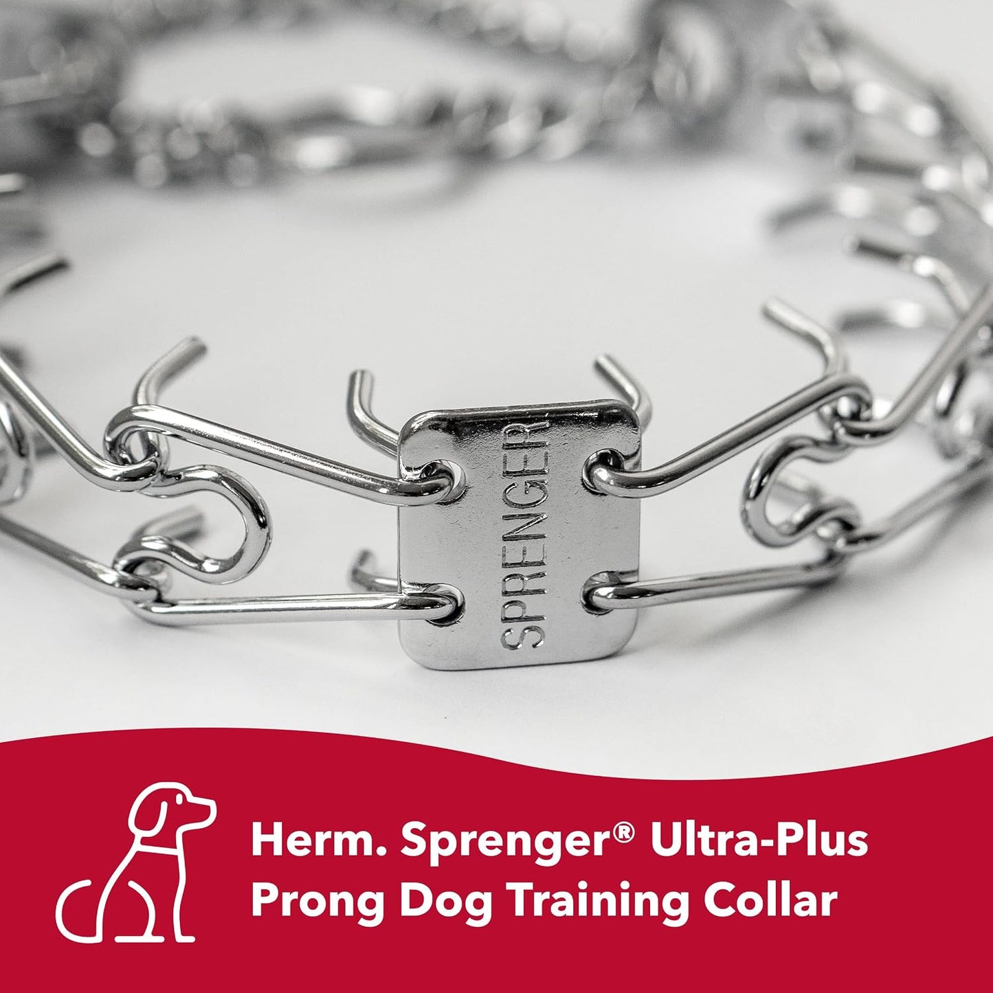 Herm Sprenger Chrome Plated Prong Dog Training Collar Ultra-Plus Pet Pinch Collar with Swivel No-Pull Collar for Dogs Made in Germany