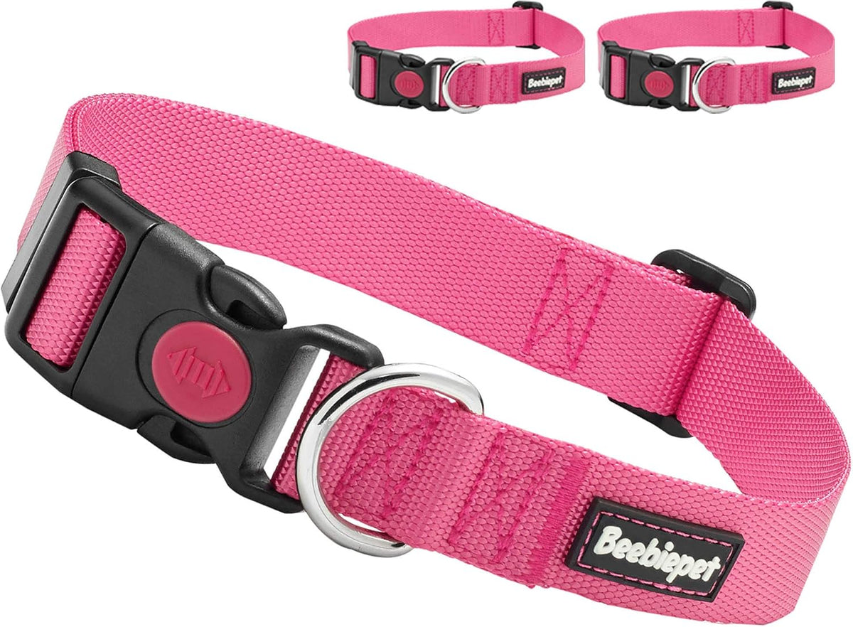 beebiepet 2 Packs Classic Dog Collar with Quick Release Buckle Adjustable Dog Collars for Small Medium Large Dogs