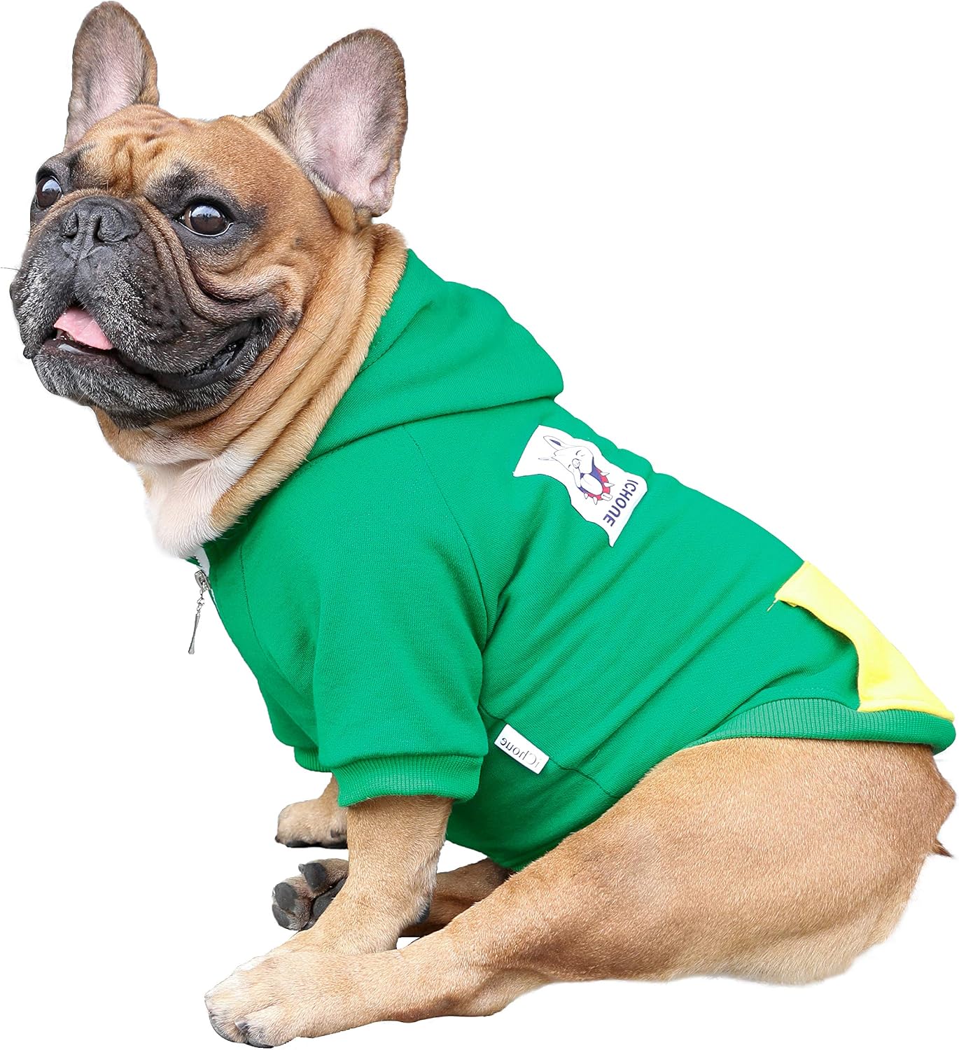 iChoue Pug Clothes Hoodies for Dogs Puppy French Bulldog Frenchie English Boston Terrier Bully Pitbull Sweatshirt Sweater Clothing Cold Weather Winter Coats - Green/Small