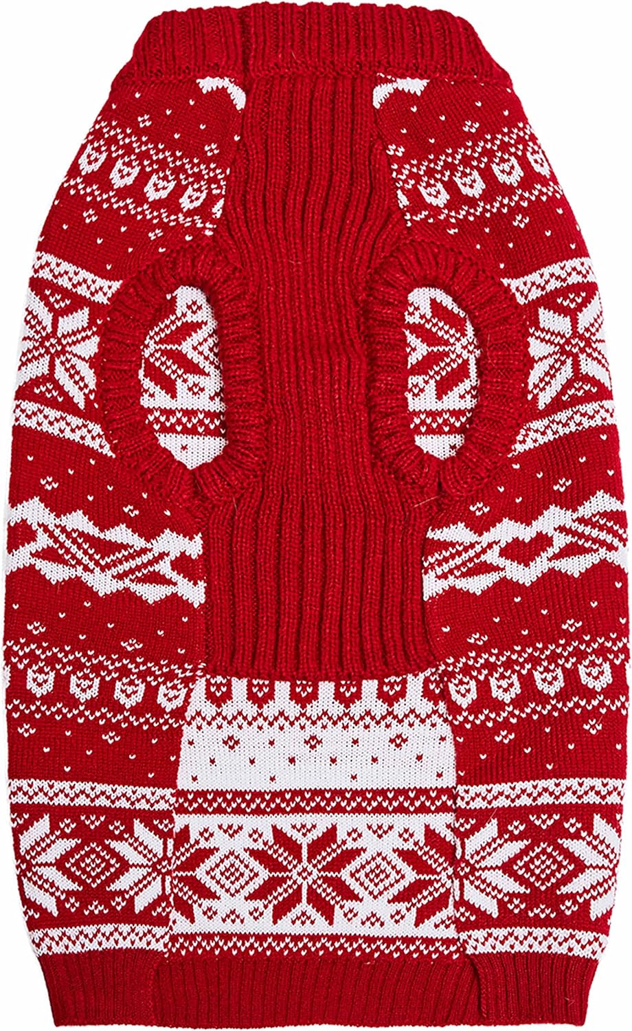 Blueberry Pet Ugly Christmas Snowflake Dog Sweater, Mockneck Fair Isle Clothes, Red, 22" Back Length, Warm Winter Accessories for Large Dogs, Award-Winning Petcare Brand