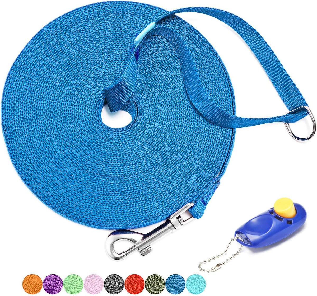 BAAPET 15/20/30/50/100 ft Long Dog Training Leash with Clickers for Small, Medium and Large Dogs or Cats (50 Feet, Black)