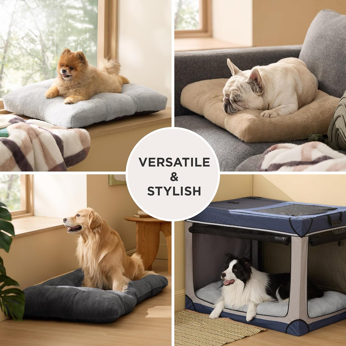 Washable XXL Dog Bed for Crate, Giant Comfort Fluffy Plush Pet Pillow Bed Kennel Pad with Non-Slip Bottom, Machine Washable Pet Sleeping Mat for Jumbo, Gray