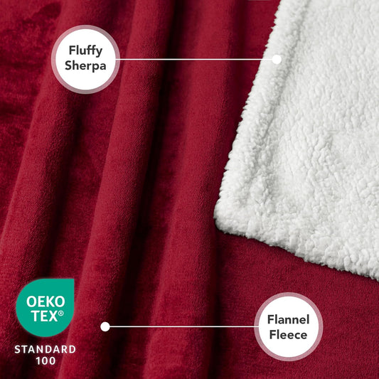 PetAmi Dog Blanket for Small Medium Dogs Cats Puppies Kittens, Soft Sherpa Fleece Pet Blanket Throw, Reversible Plush Couch Cover Protector for Crate Carrier Chair, Machine Washable, 40x29, Dark Red