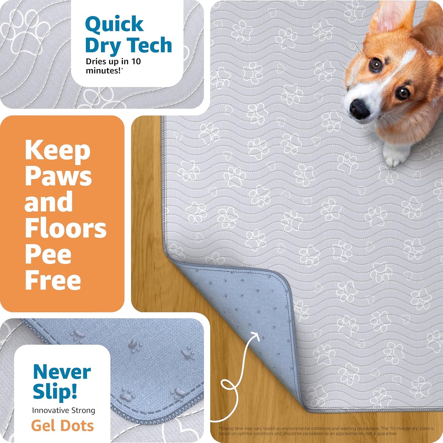 IMPROVIA® Reusable Puppy Pad – Waterproof, Extra-Absorbent, Washable Pee Pad for Dog Training, Whelping, & More – Protect Your Floors & Pet with Quick-Drying Potty Pad (Paws & Hearts, Medium 36"x41")
