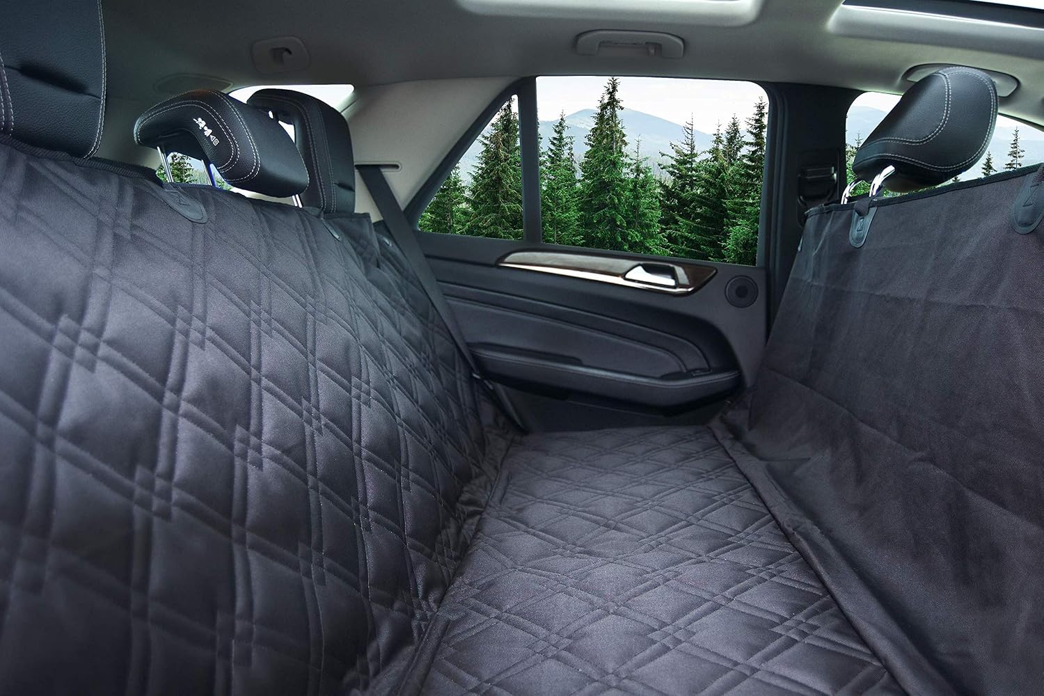 Bulldogology Dog Car Seat Cover For Back Seat - Waterproof Dog Car Seat Cover SUV - Car Seat Cover for Dogs - Back Seat Protector for Dog - Dog Hammock for Car, Dog Seat Cover For Truck (Large, Black)
