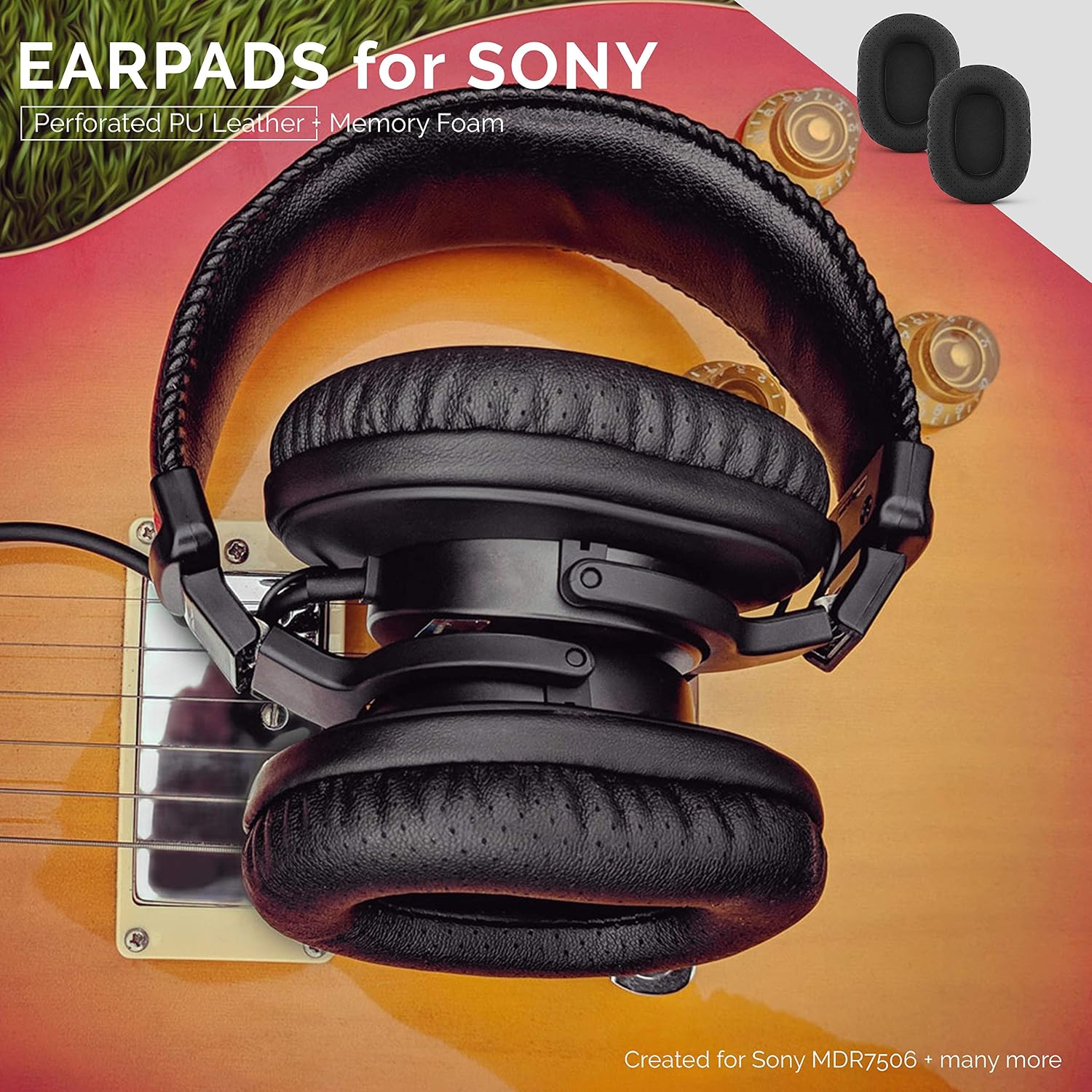 Brainwavz Perforated Replacement Earpads for Sony MDR 7506, V6 & CD900ST with Memory Foam Ear Pad & Suitable for Other On Ear Headphones (Black)