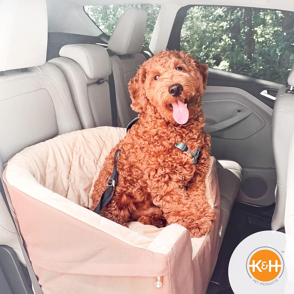 K&H Pet Products Bucket Booster Dog Car Seat Large Tan 14.5" x 24"