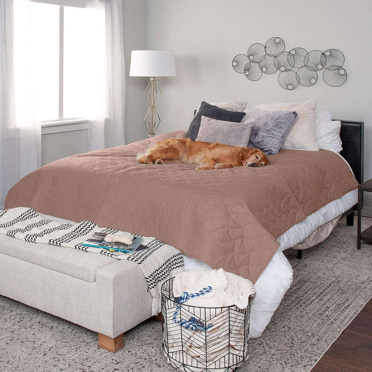 Furhaven Waterproof & Non-Slip Twin Size Mattress Cover Protector for Dogs & Cats, Washable, For Beds, Couches, & Car Seats - Quilted Twill Blanket Mattress Cover - Brownstone, Small/Twin Size