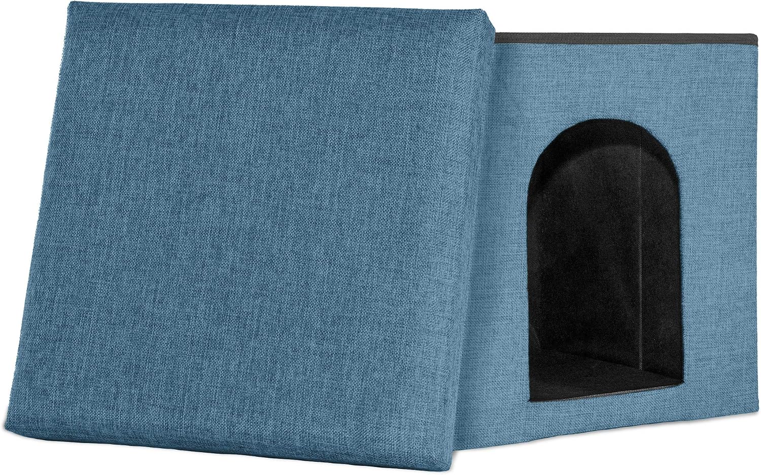 Furhaven Pet House for Cats, Kittens, and Small Dogs - Ottoman Footstool Dog House and Storage, Felt Cubby Cat Bed House, and More