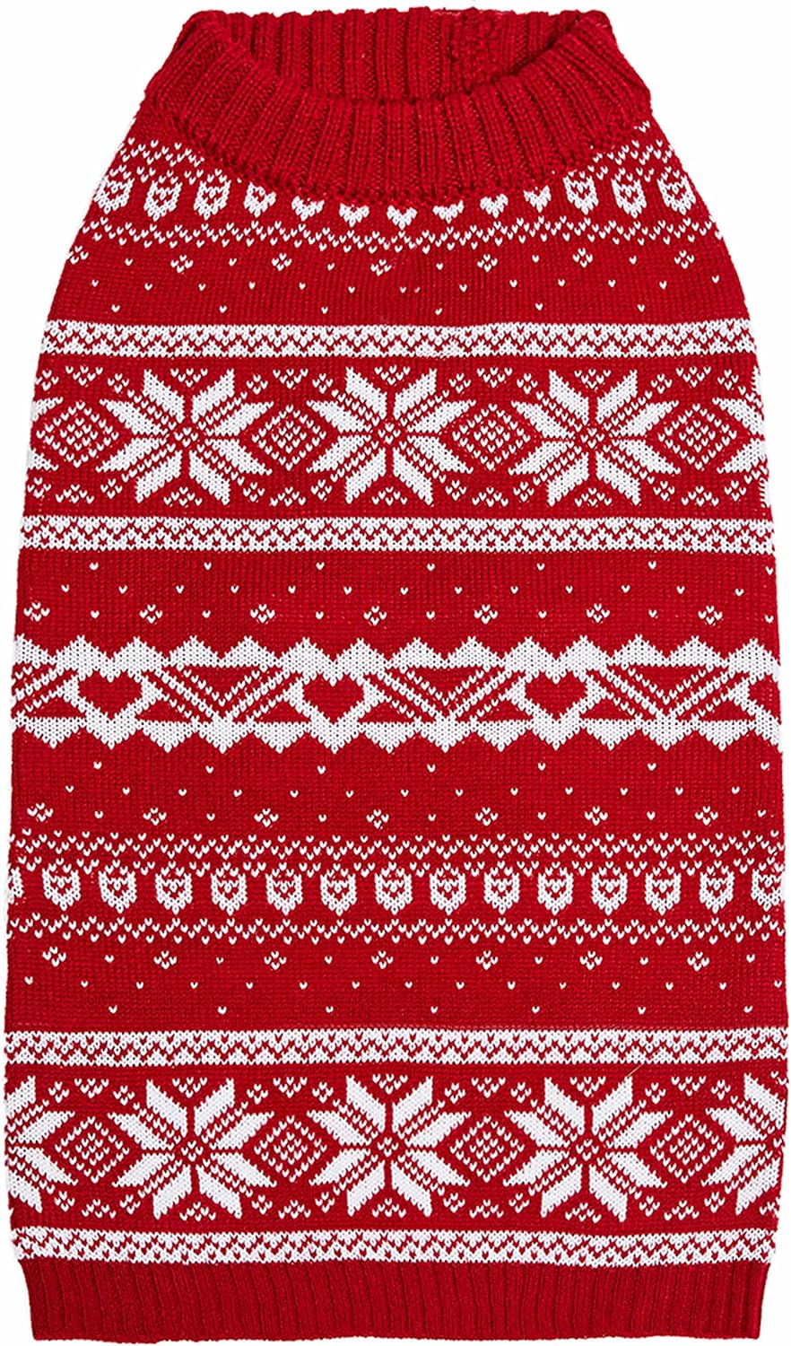 Blueberry Pet Ugly Christmas Snowflake Dog Sweater, Mockneck Fair Isle Clothes, Red, 22" Back Length, Warm Winter Accessories for Large Dogs, Award-Winning Petcare Brand