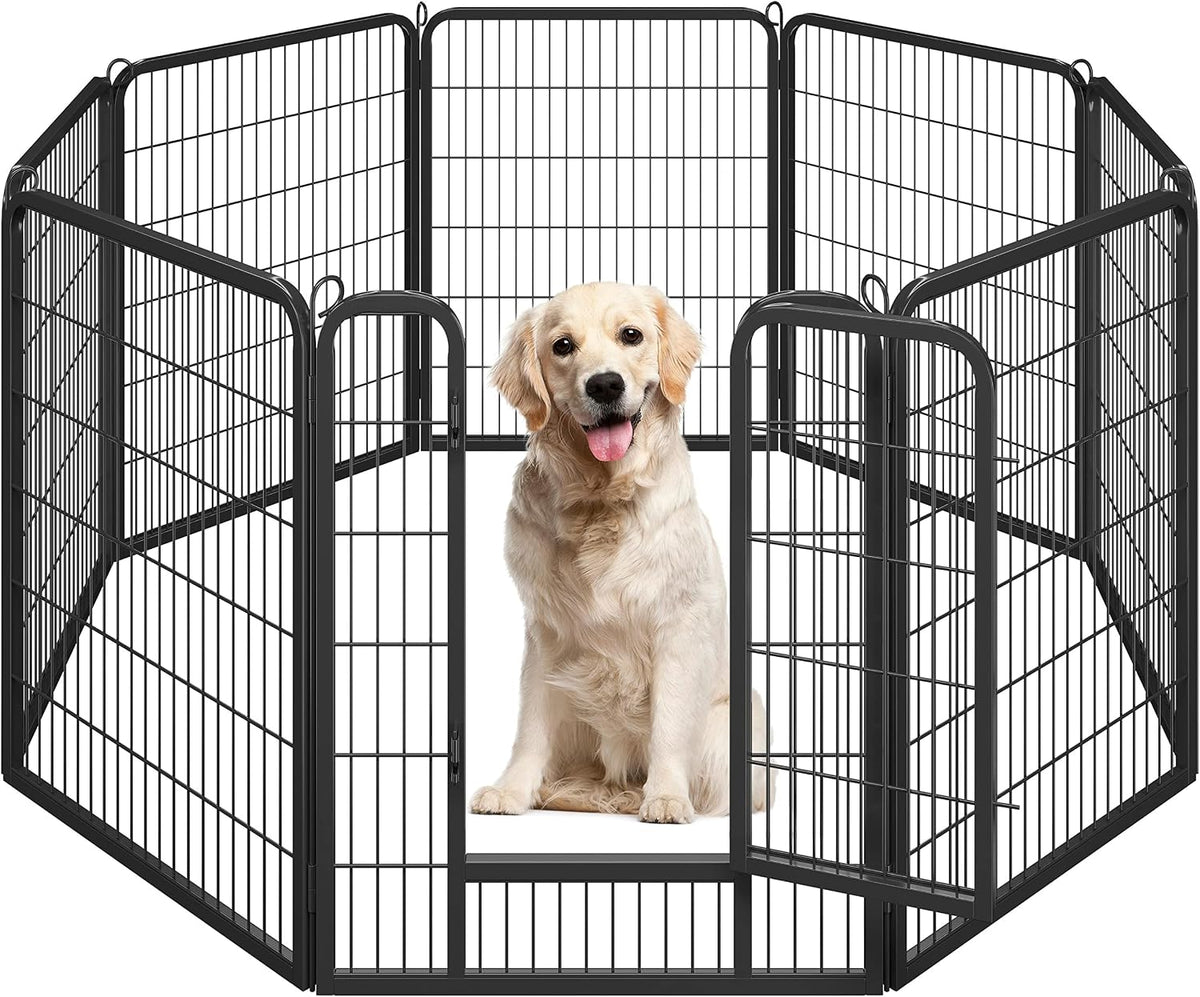 Yaheetech Wide Panel Dog Playpen, 8 Panels 40 inch High Pet Pen with Gate, Portable Indoor Outdoor Fence for Medium/Large Breed Dogs