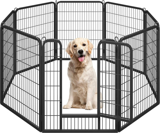 Yaheetech Wide Panel Dog Playpen, 8 Panels 40 inch High Pet Pen with Gate, Portable Indoor Outdoor Fence for Medium/Large Breed Dogs