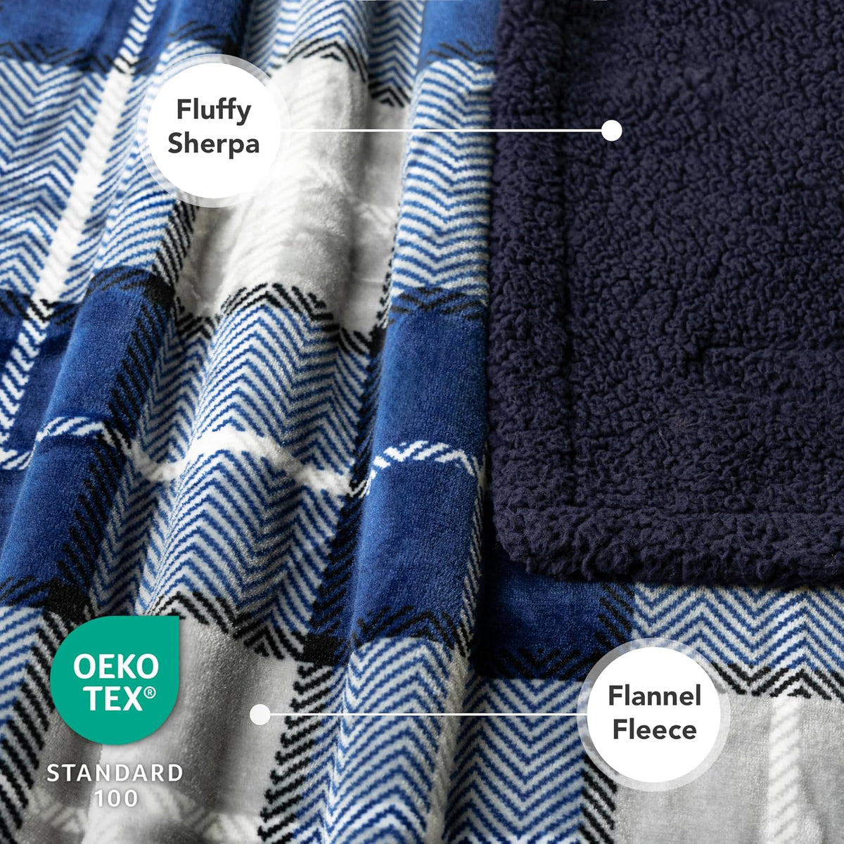 PetAmi Dog Blanket for Medium Large Dogs and Pets, Soft Sherpa Fleece Pet Blanket for Cats Puppies, Reversible Plush Couch Cover Protector Sofa Bed Car Seat, Machine Washable, 80x60, Plaid Navy Blue