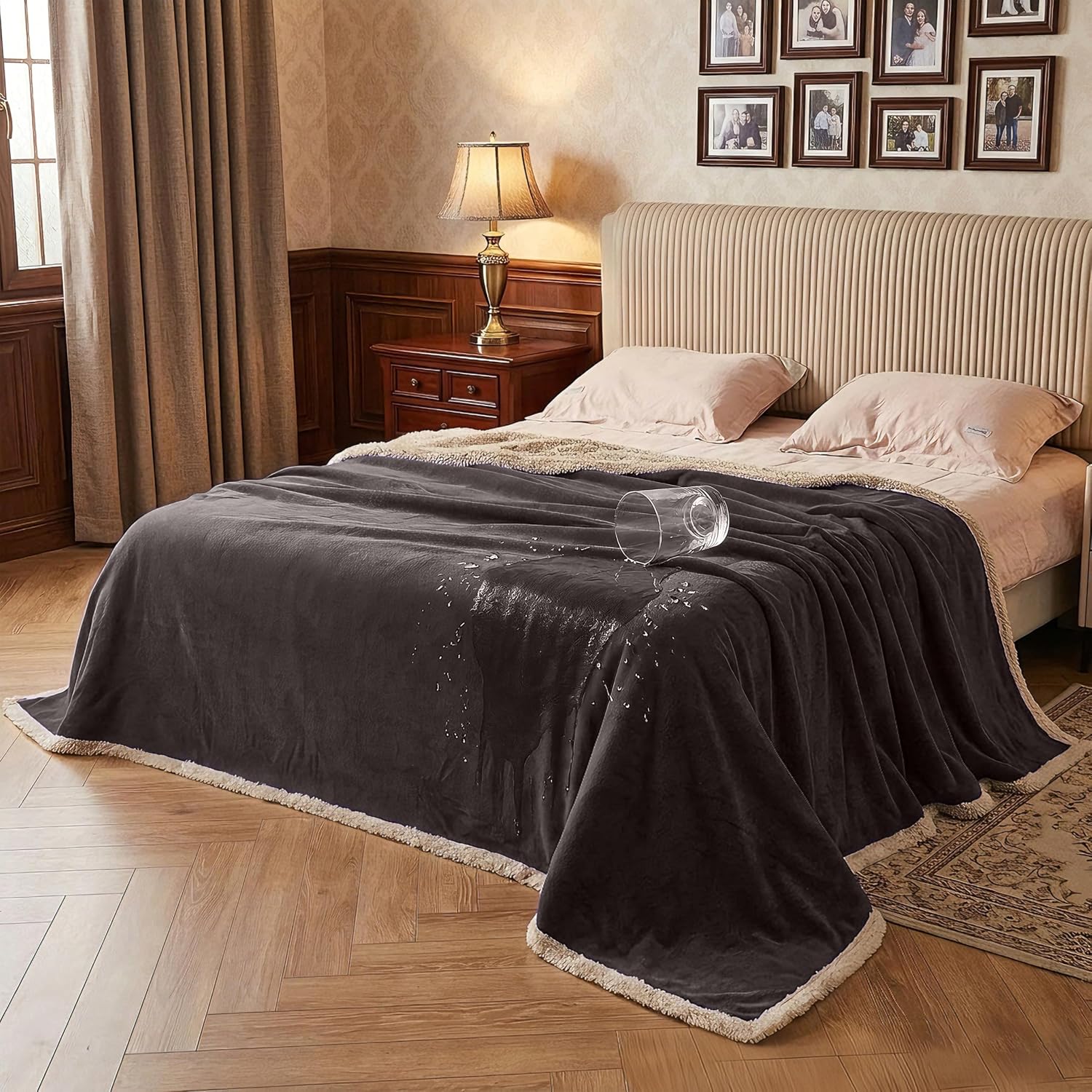 Catalonia Waterproof Blanket for Bed, Reversible Leakproof Throw | 60 x 80 Inch, Brown, Washable Protector Cover for Couch and Sofa, Stain Proof Blanket for Pets, Kids and Everyday Spills
