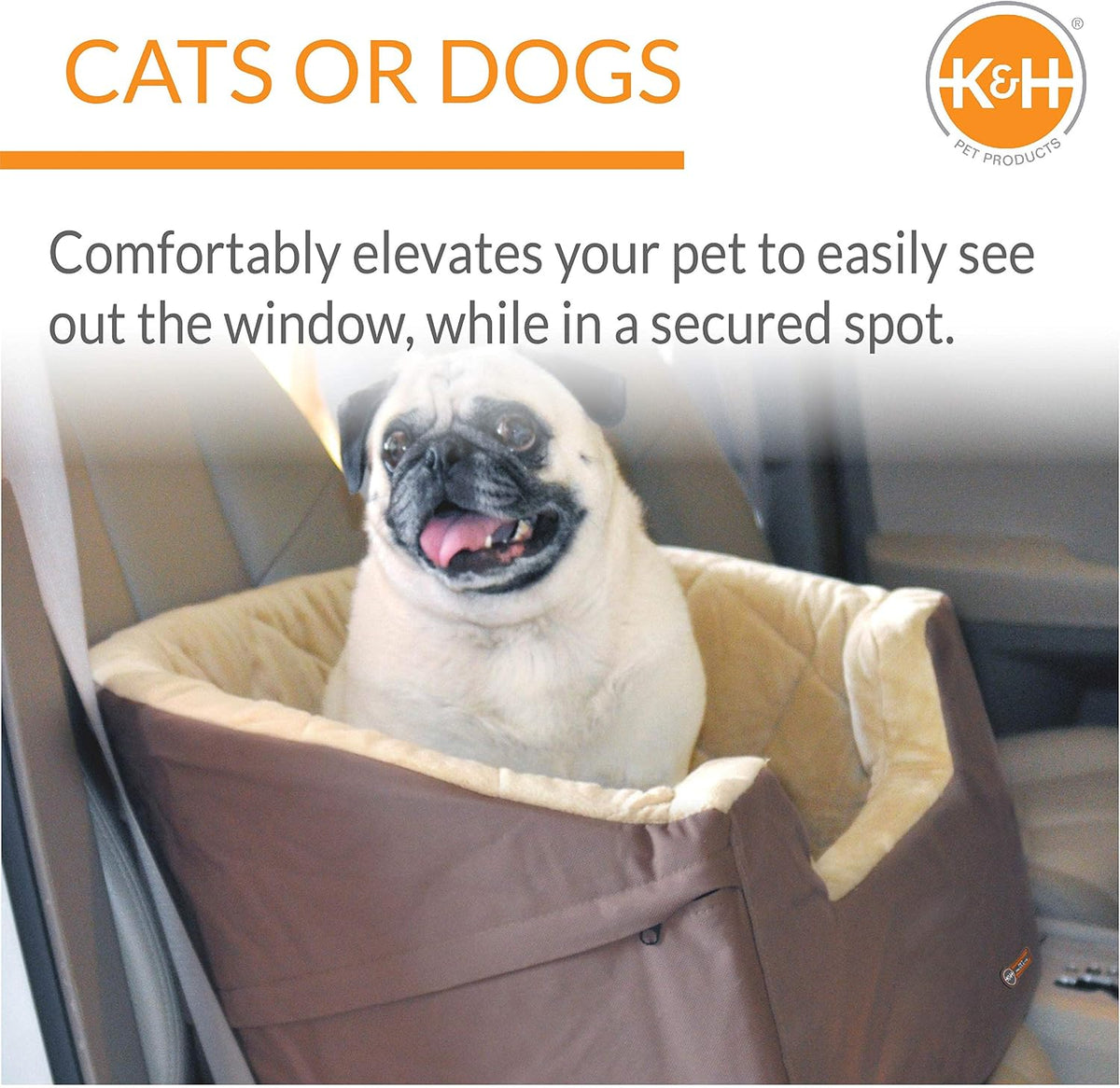 K&H Pet Products Bucket Booster Dog Car Seat Large Tan 14.5" x 24"