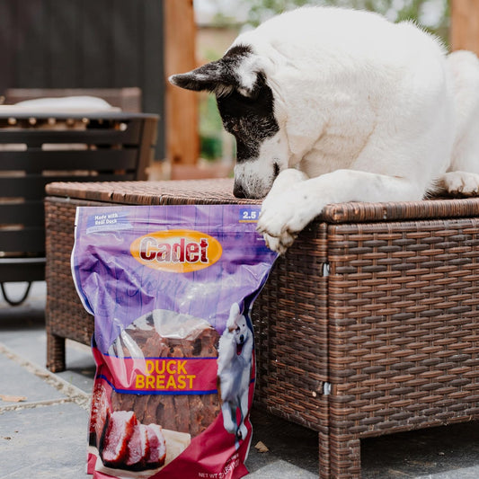 Cadet Gourmet Duck Jerky Dog Treats For Training - Healthy & Natural Dog Training Treats for Small & Large Breeds - Inspected & Tested in USA (40 oz.)