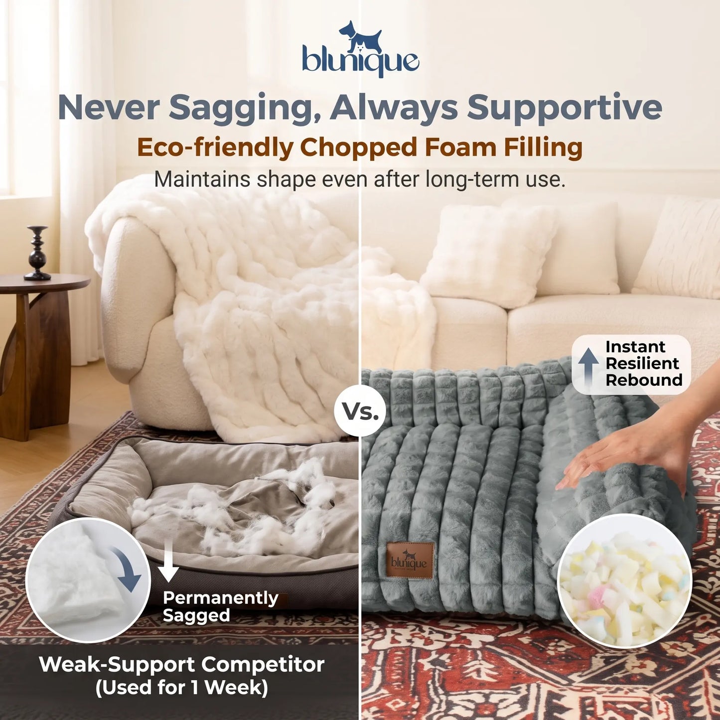 24" Faux Rabbit Fur Pet Couch Bed for Cats - Fluffy 3D Diamond Pattern Sofa, Removable Washable Cover, Non-Slip Base, Suitable for Small Dogs & Kittens Campingessentials