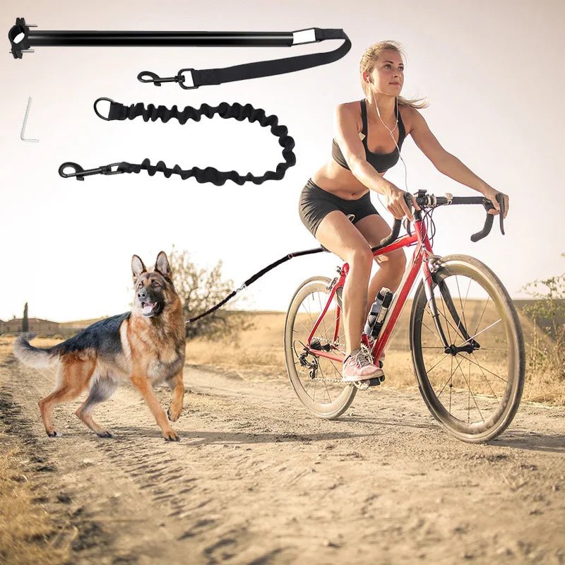 Bicycle Dog Leash with Elastic Shock Absorption – Durable Metal Attachment for Safe Rides