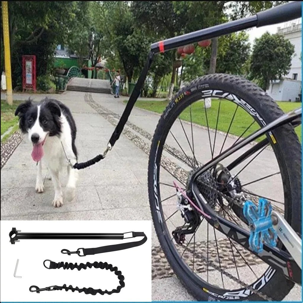 Bicycle Dog Leash with Elastic Shock Absorption – Durable Metal Attachment for Safe Rides