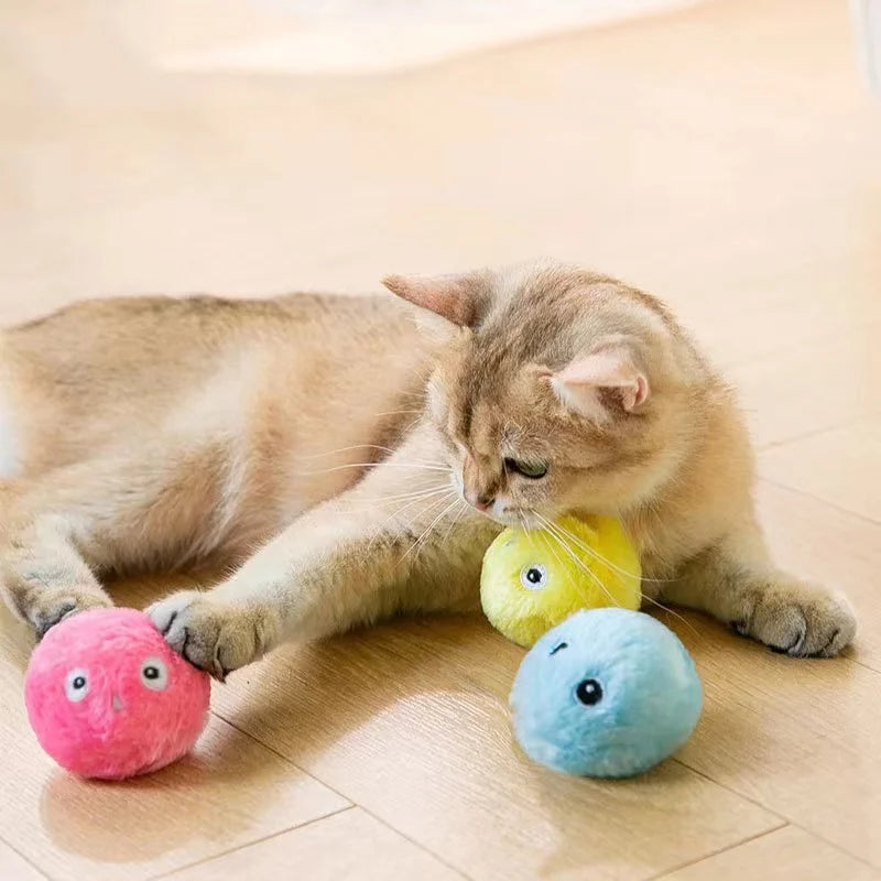 1/3Pcs Interactive Ball Smart Cat Dog Toys Plush Electric Catnip Training Toy Kitten Touch Sounding Pet Product Squeak Toy Ball