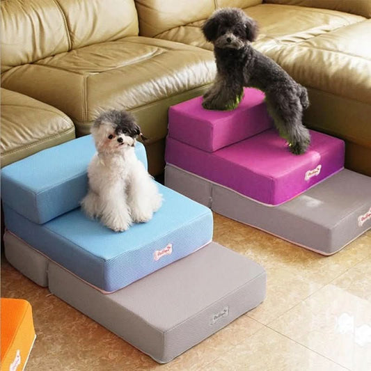 Luxora 2-Step Dog Stairs for Bed – Anti-Slip, Removable Pet Steps for Small Dogs & Cats