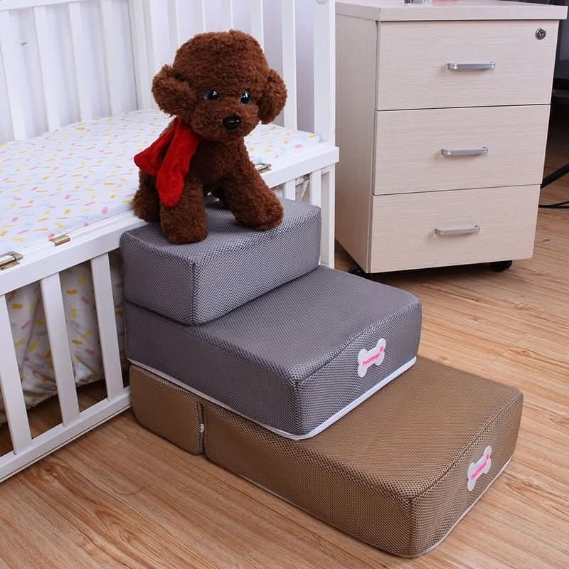 Luxora 2-Step Dog Stairs for Bed – Anti-Slip, Removable Pet Steps for Small Dogs & Cats
