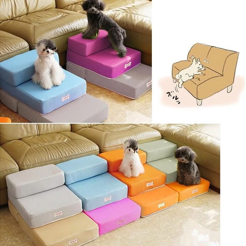 Luxora 2-Step Dog Stairs for Bed – Anti-Slip, Removable Pet Steps for Small Dogs & Cats